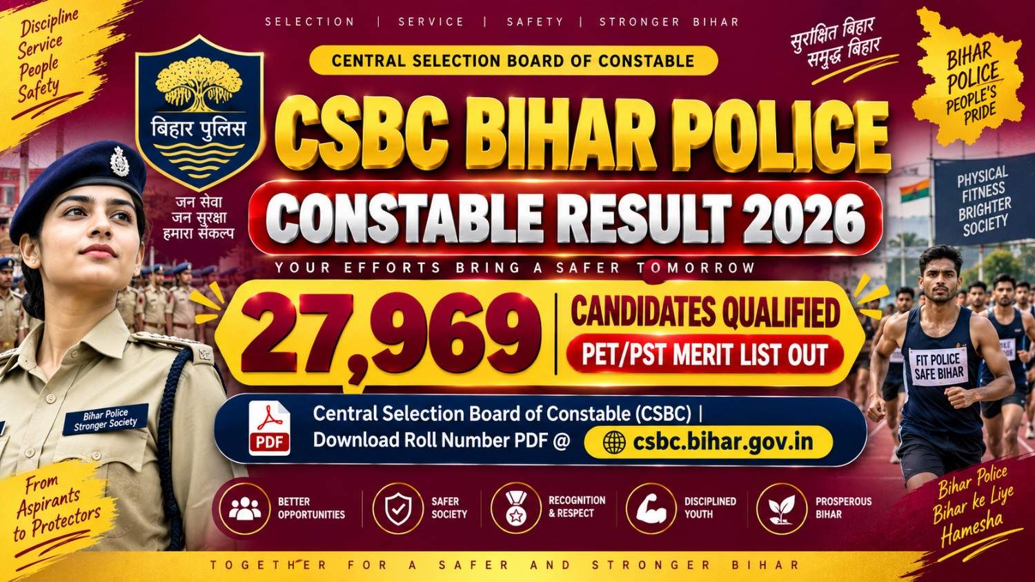 CSBC Bihar Police Constable Result 2026: Merit List PDF Out
