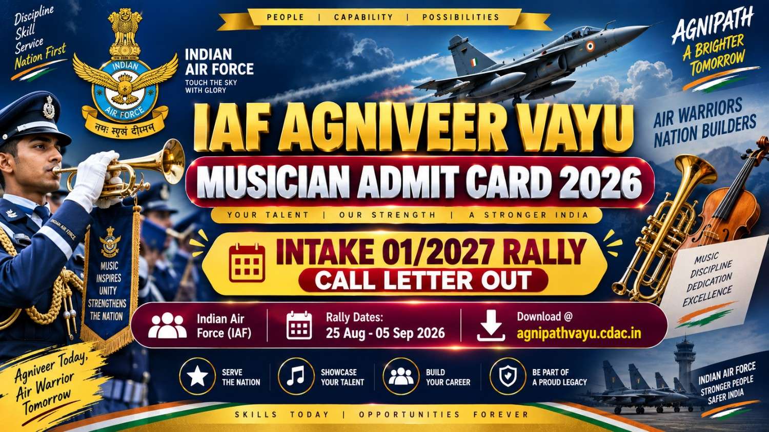 IAF Agniveer Vayu Musician Admit Card 2026: Rally Link