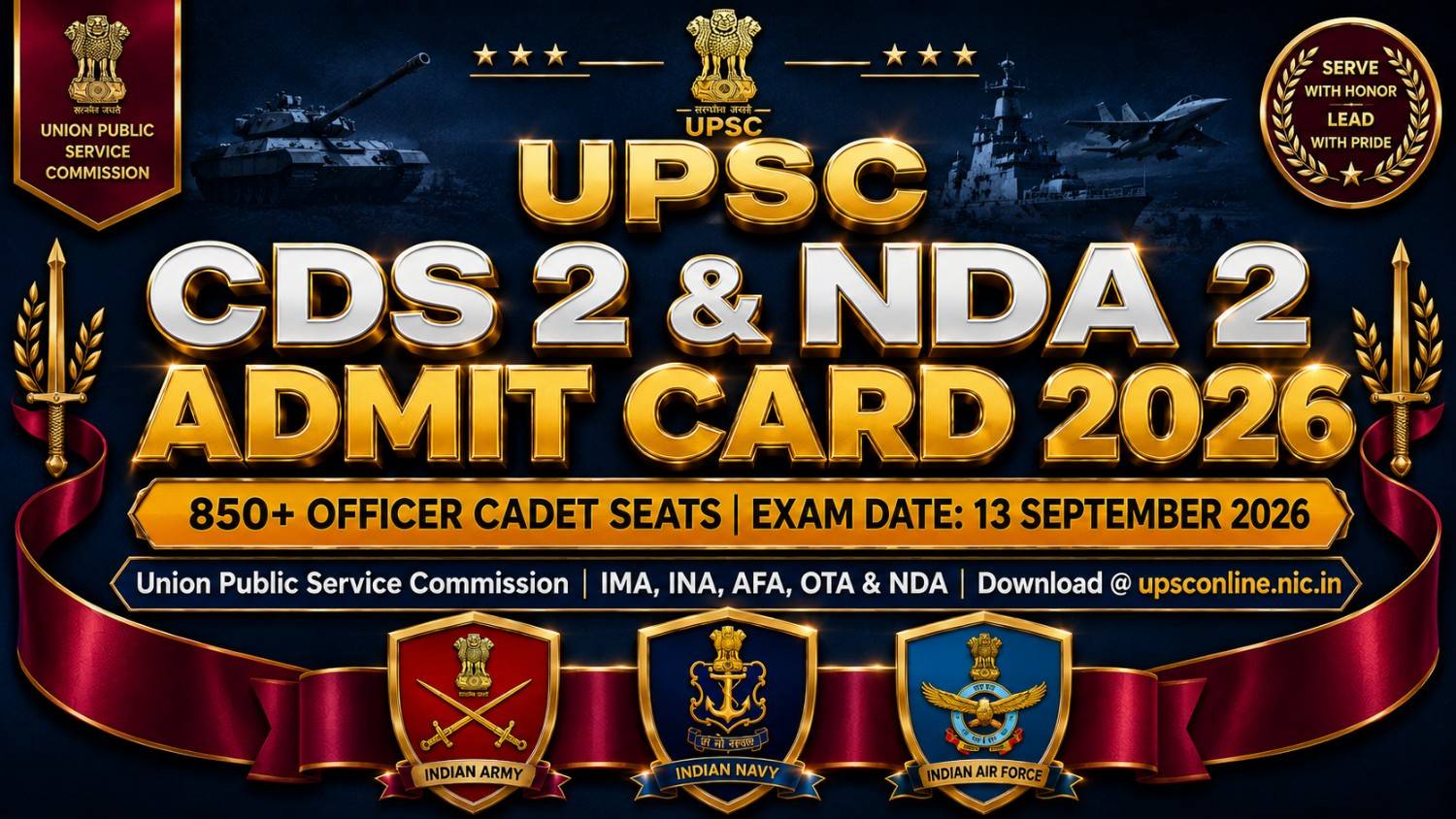 UPSC CDS 2 & NDA 2 Admit Card 2026: Hall Ticket Link