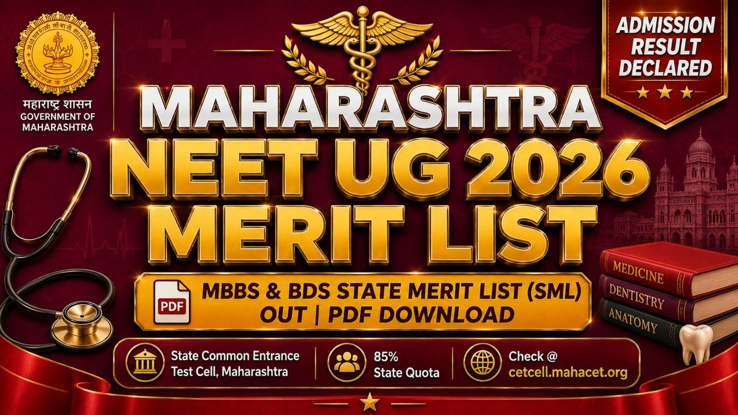 Maharashtra NEET UG 2026 Merit List: Download SML PDF