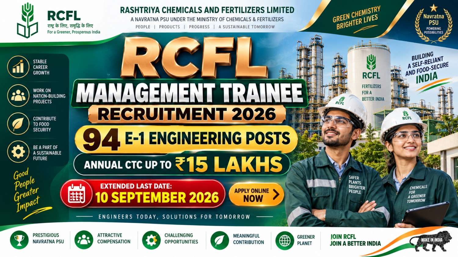RCFL MT Recruitment 2026: Apply Online 94 Trainee Posts
