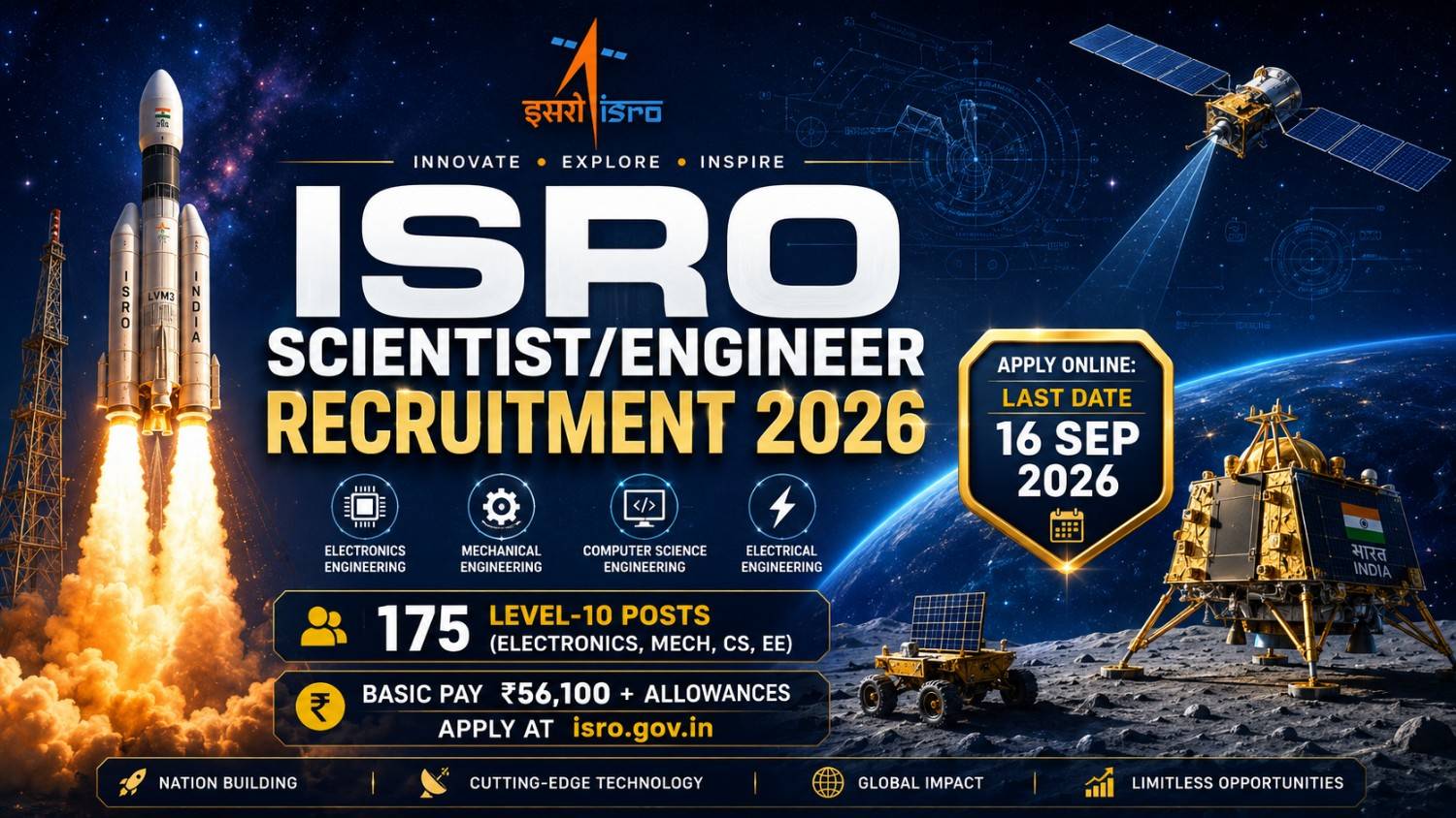 ISRO Scientist Engineer Recruitment 2026: Apply 175 Posts