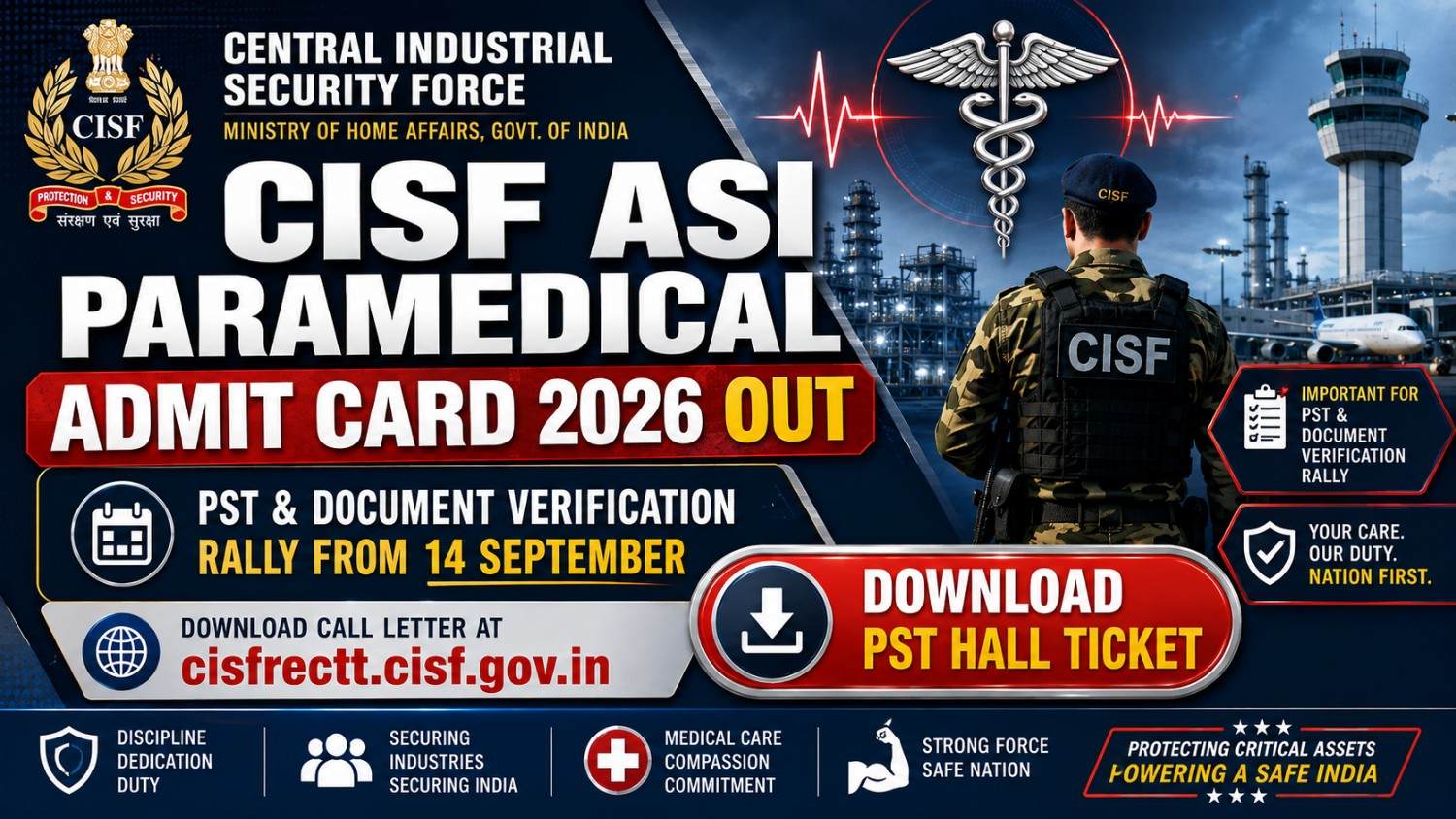 CISF ASI Paramedical Admit Card 2026: PST/DV Hall Ticket