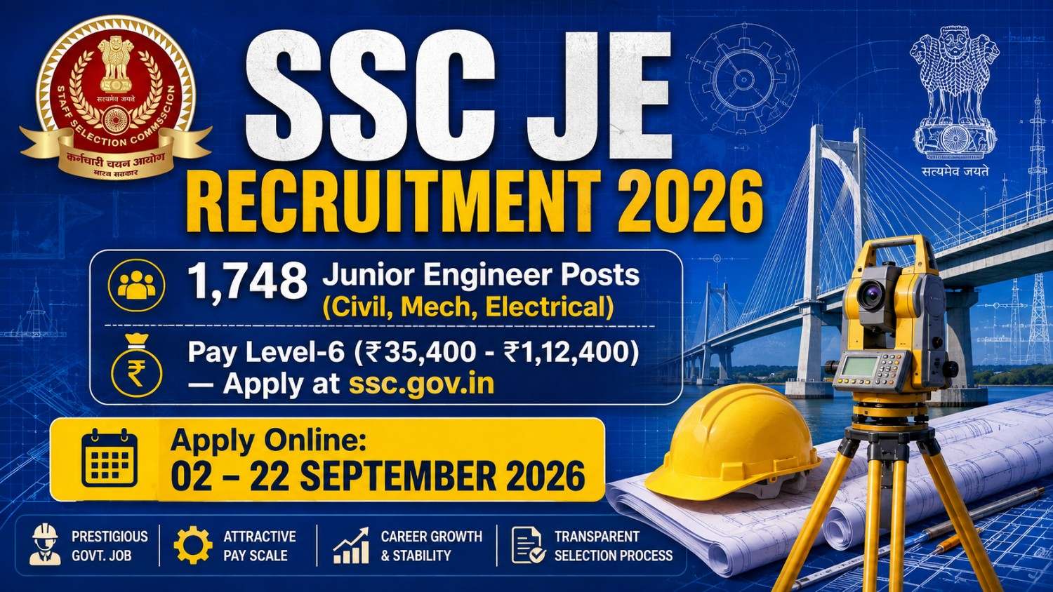 SSC JE Recruitment 2026: Apply Online 1,748 Posts