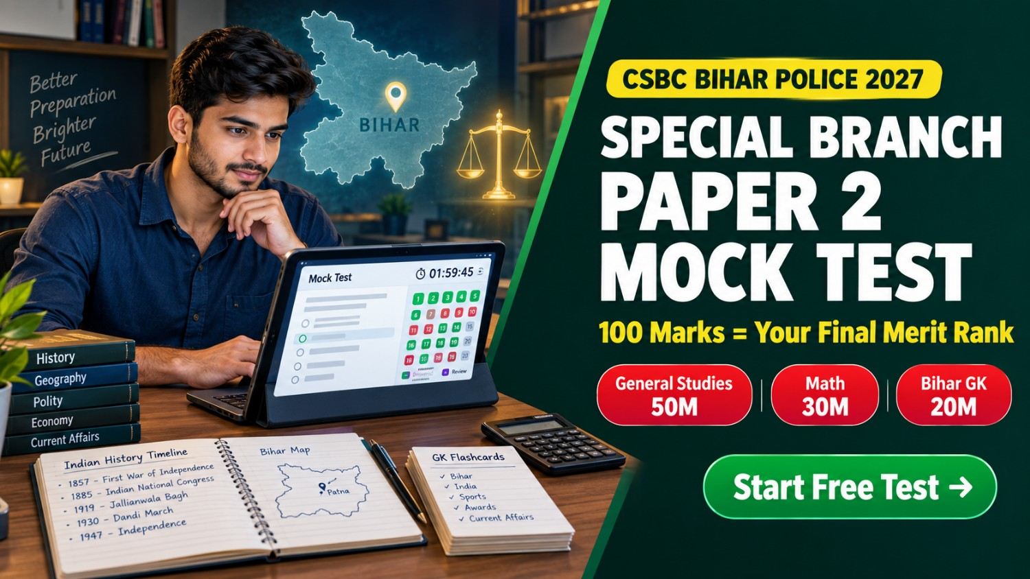 Bihar Police Special Branch Paper 2 Mock Test 2027