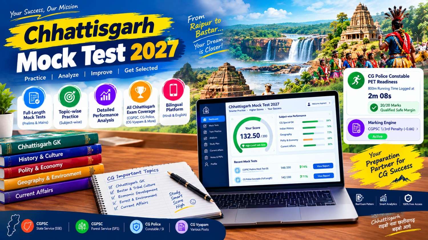 Chhattisgarh Mock Test 2027: Free CGPSC & Vyapam Series
