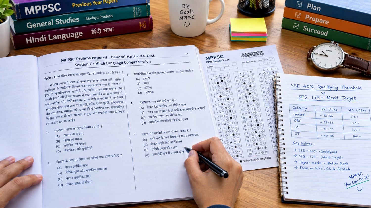 MPPSC CSAT Mock test 2027 exam preparation with ICU study setup