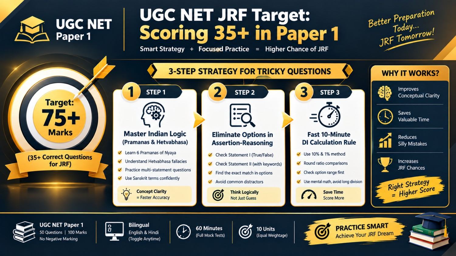 UGC NET Paper 1 JRF strategy for scoring 35 plus correct questions