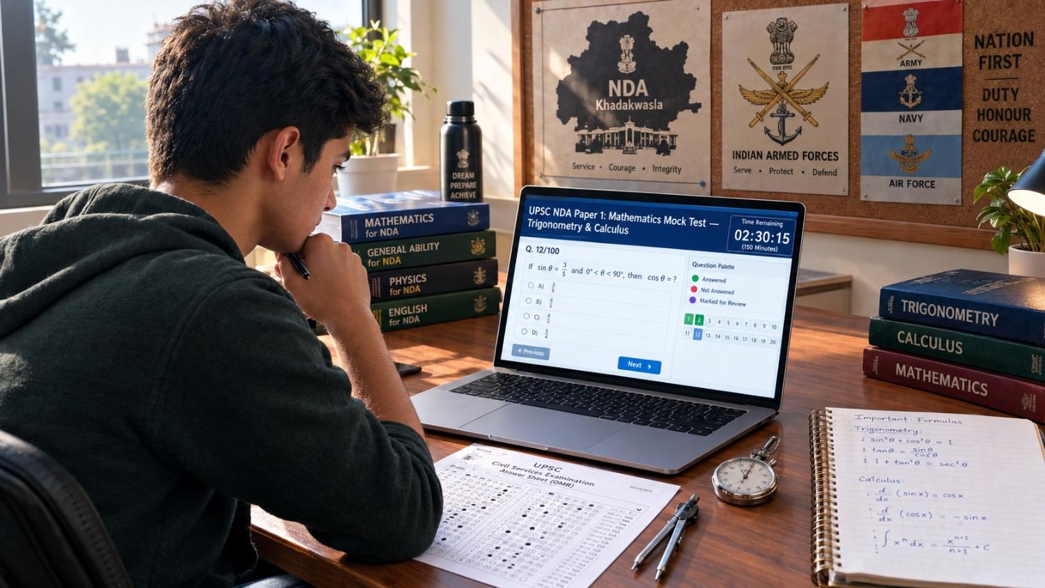 NDA Mathematics mock test study desk 2027