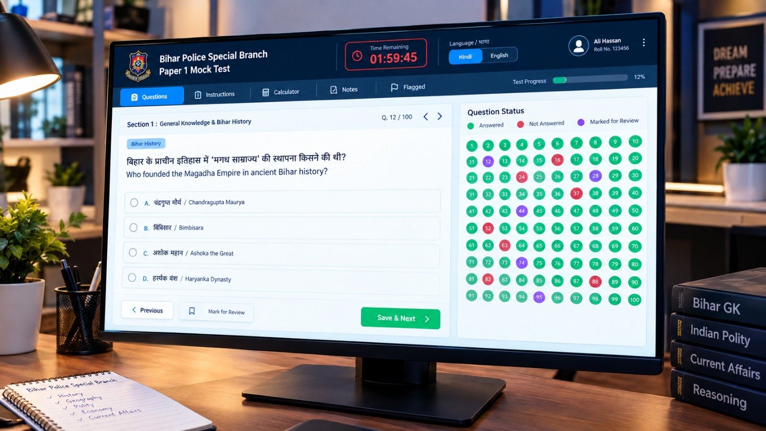 Bihar Police Sarkari  Mock Test Desk Setup