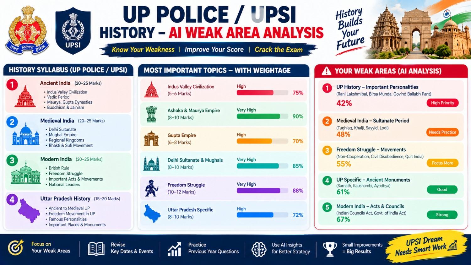 UP SI History AI weak area analysis dashboard for 2027 exam preparation