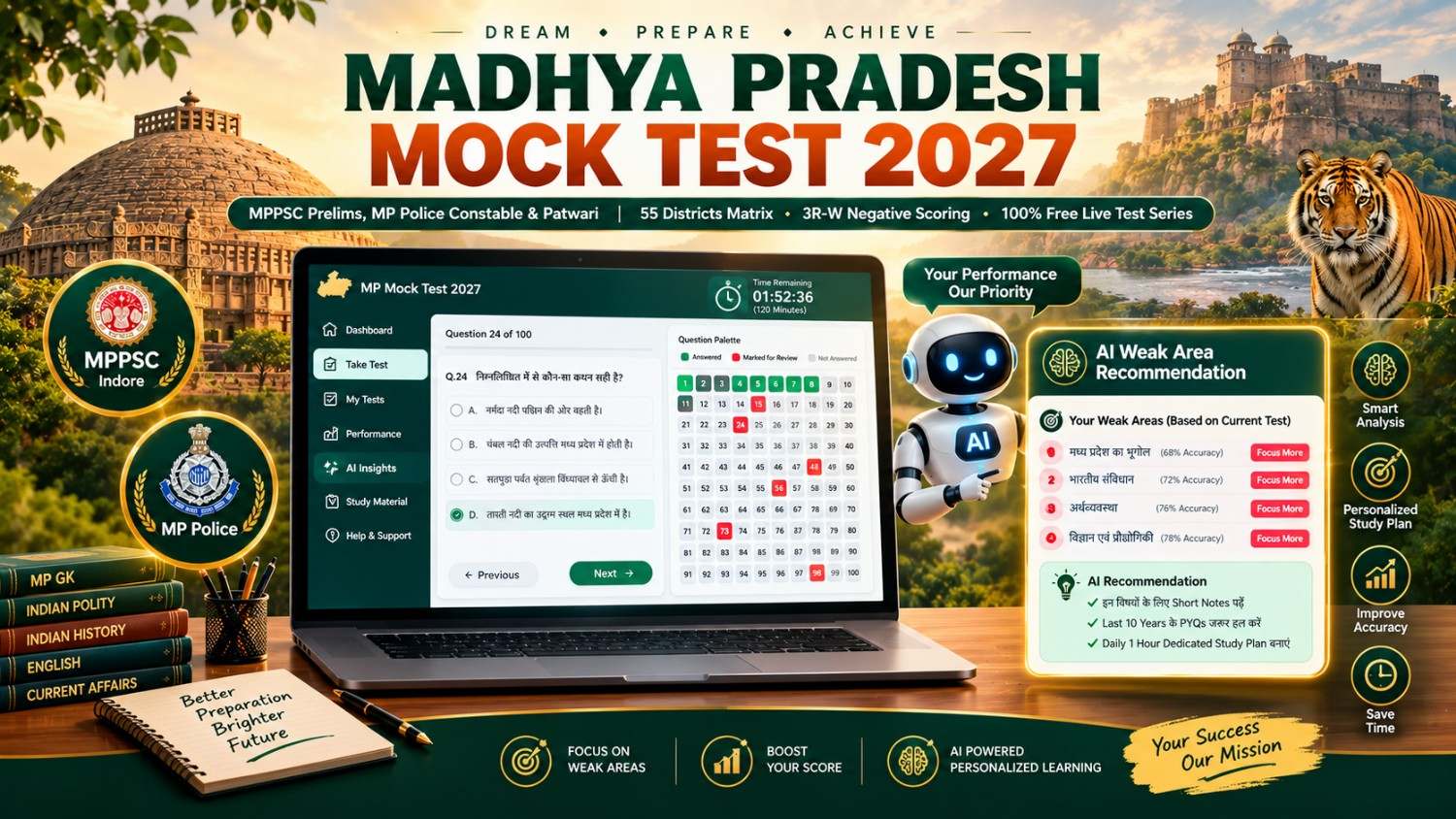 Madhya Pradesh Mock Test 2027 AI weak area analysis and personalized study recommendations