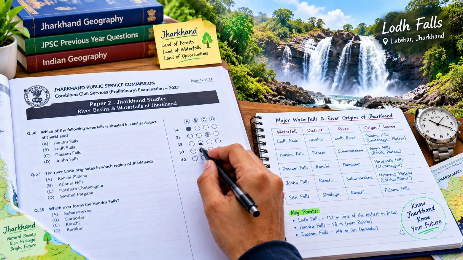 Jharkhand Geography Exam Prep and Lodh Falls
