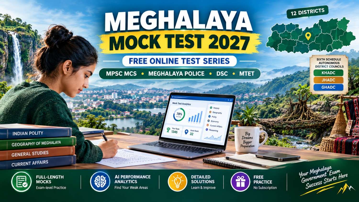 Meghalaya Mock Test 2027: Free MPSC, Police & DSC Series
