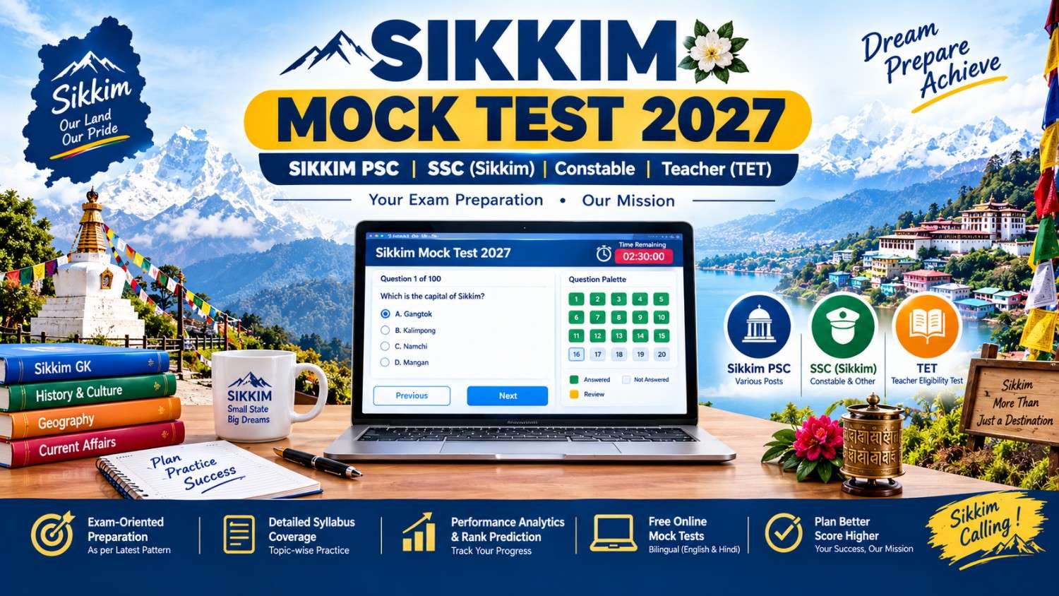 Sikkim Mock Test 2027: Free SPSC, Police & STET Series