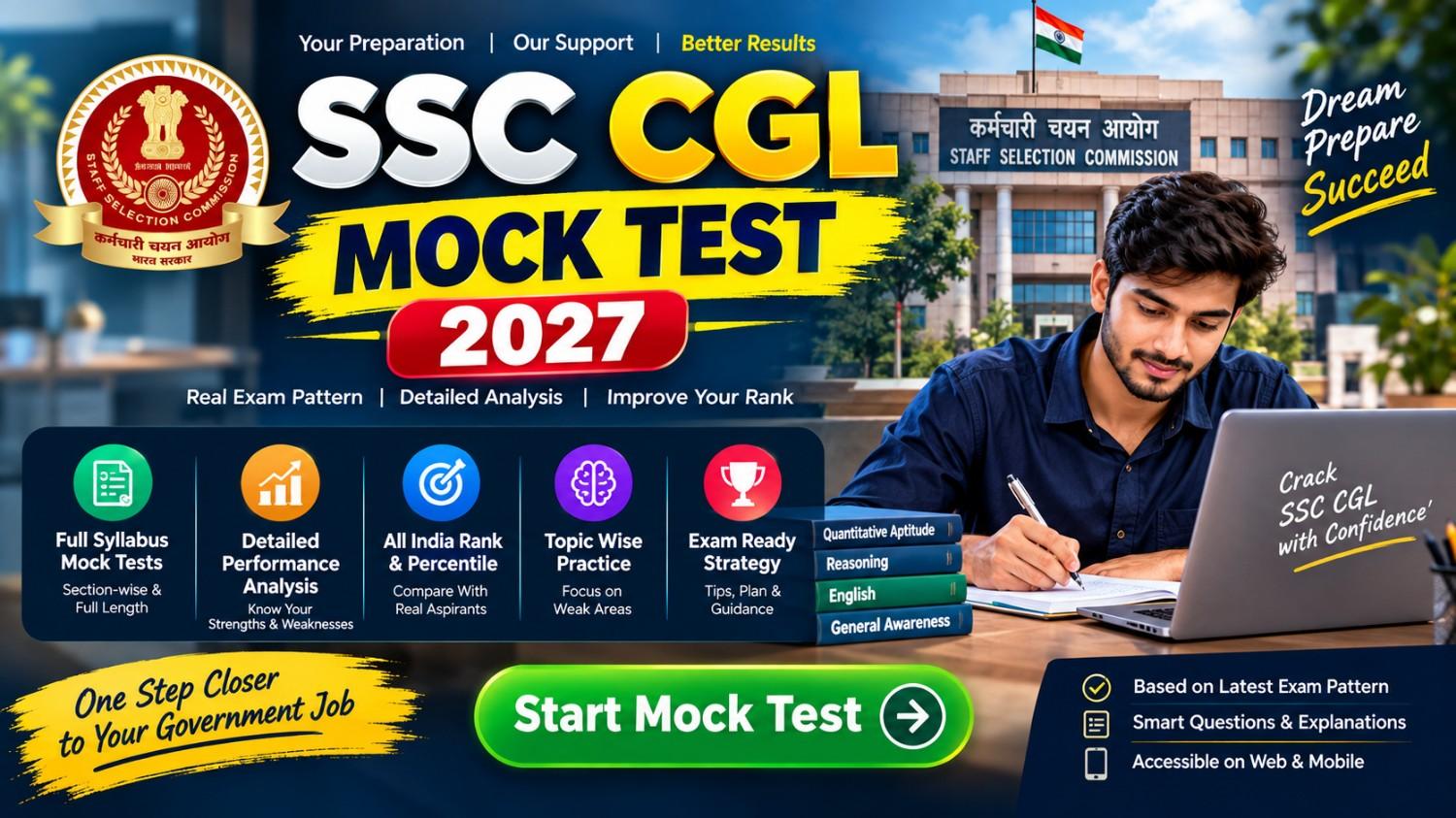 SSC CGL Mock Test 2027: Free Tier 1 & 2 Test Series