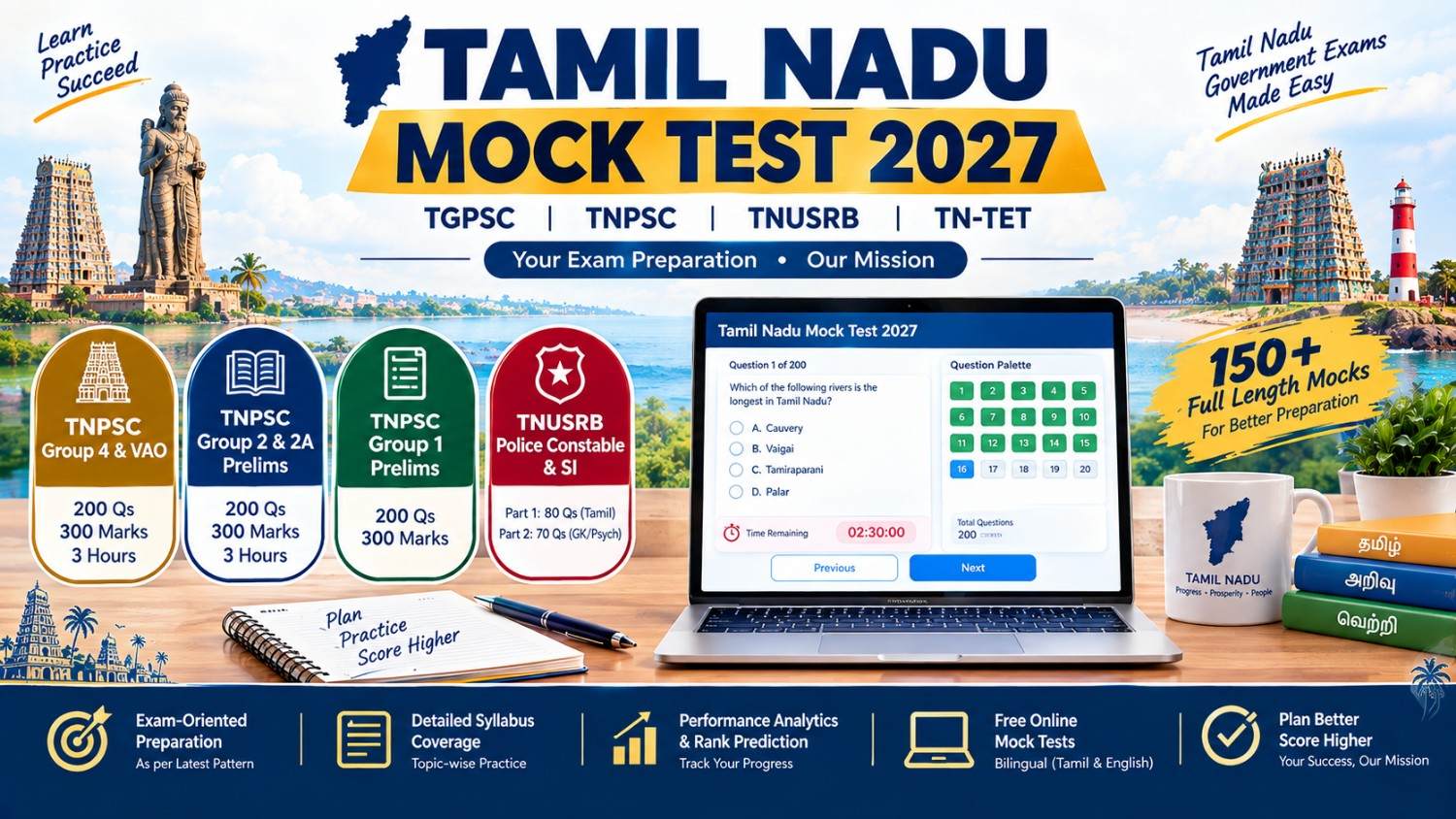 Tamil Nadu Mock Test 2027: Free TNPSC, Police & TRB Series