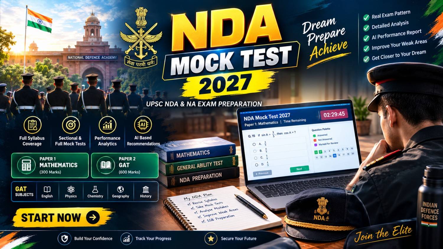 NDA Mock Test 2027: Free UPSC NDA & NA Online Test Series