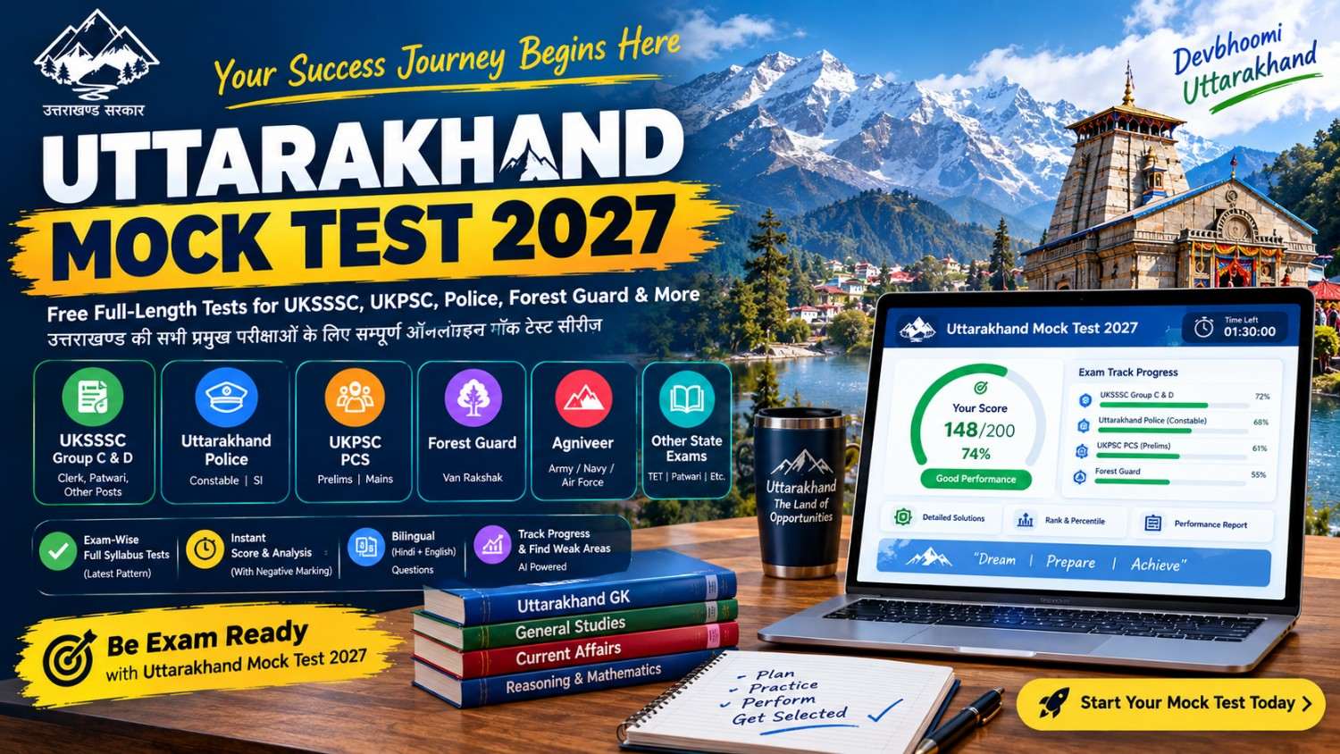 Uttarakhand Mock Test 2027: Free UKPSC & UKSSSC Test Series