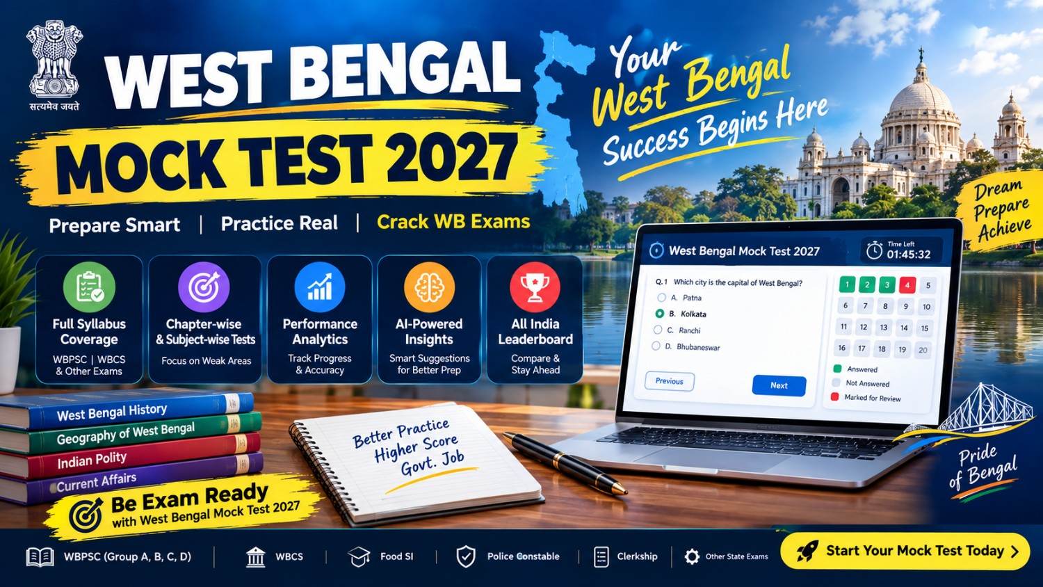 West Bengal Mock Test 2027: Free WBPSC & Police Test Series